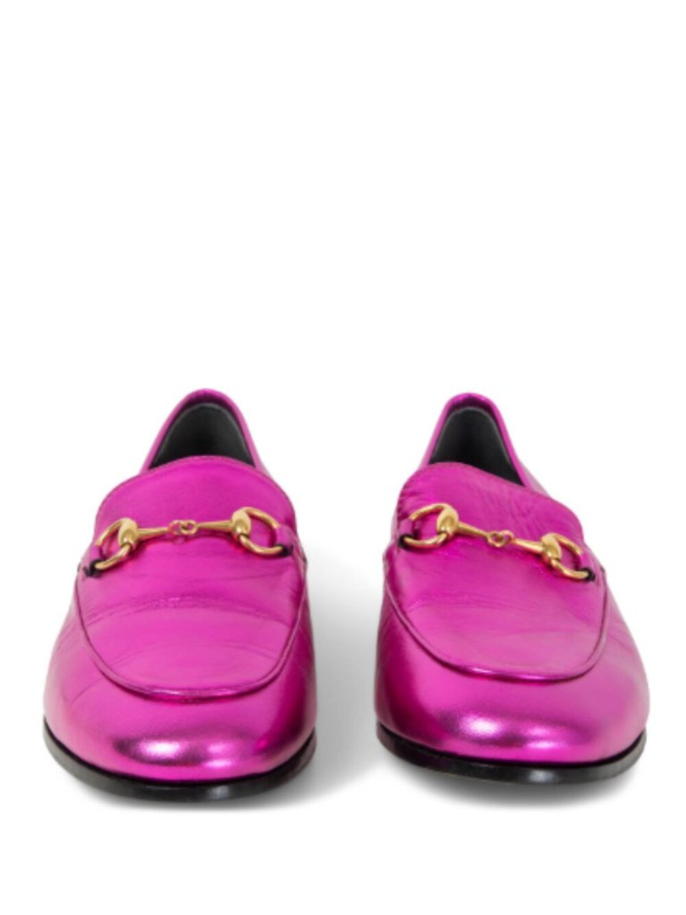 Gucci Jordaan Metallic Pink / Purple Leather Flats 40